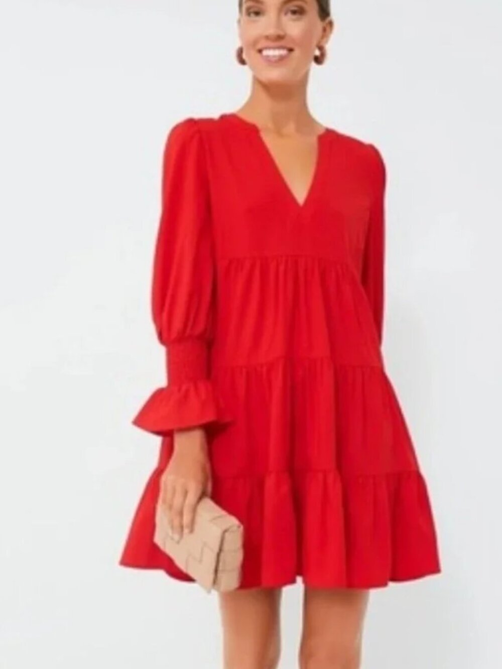 Tuckernuck Pomander Place Kenzo Red Smocked Tunic Dress Women's size S